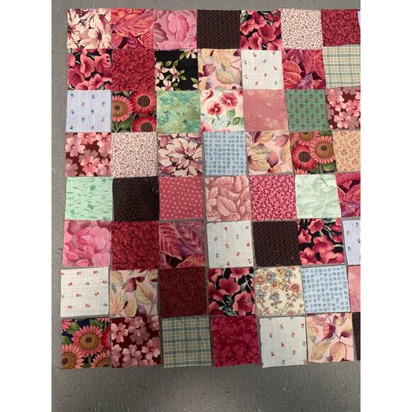 Vintage Floral Patchwork Quilt Top 128 Precut 2” Cotton Squares Multi-Pattern De - Picture 2 of 4